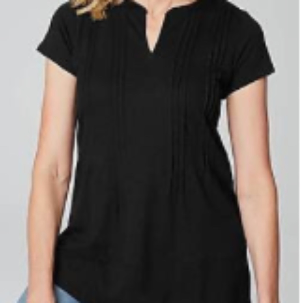 J.Jill Linen-Blend Pintucked Tunic Sz XS Color Black Preowned Worn Once